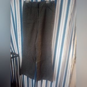 Women's charcoal herringbone with a burgundy faint plaid pant